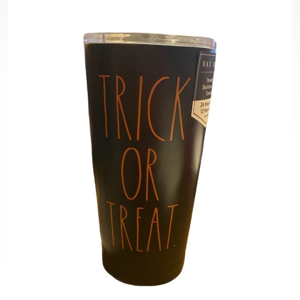 Rae Dunn Black Trick or Treat Stainless Insultated Tumbler Lid 17 oz Halloween